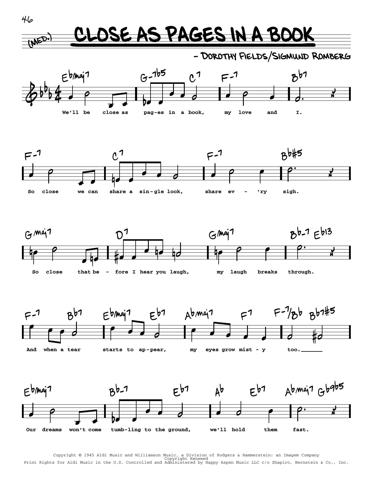 Produktbild zu: Close As Pages In A Book (High Voice) (from Up In Central Park)