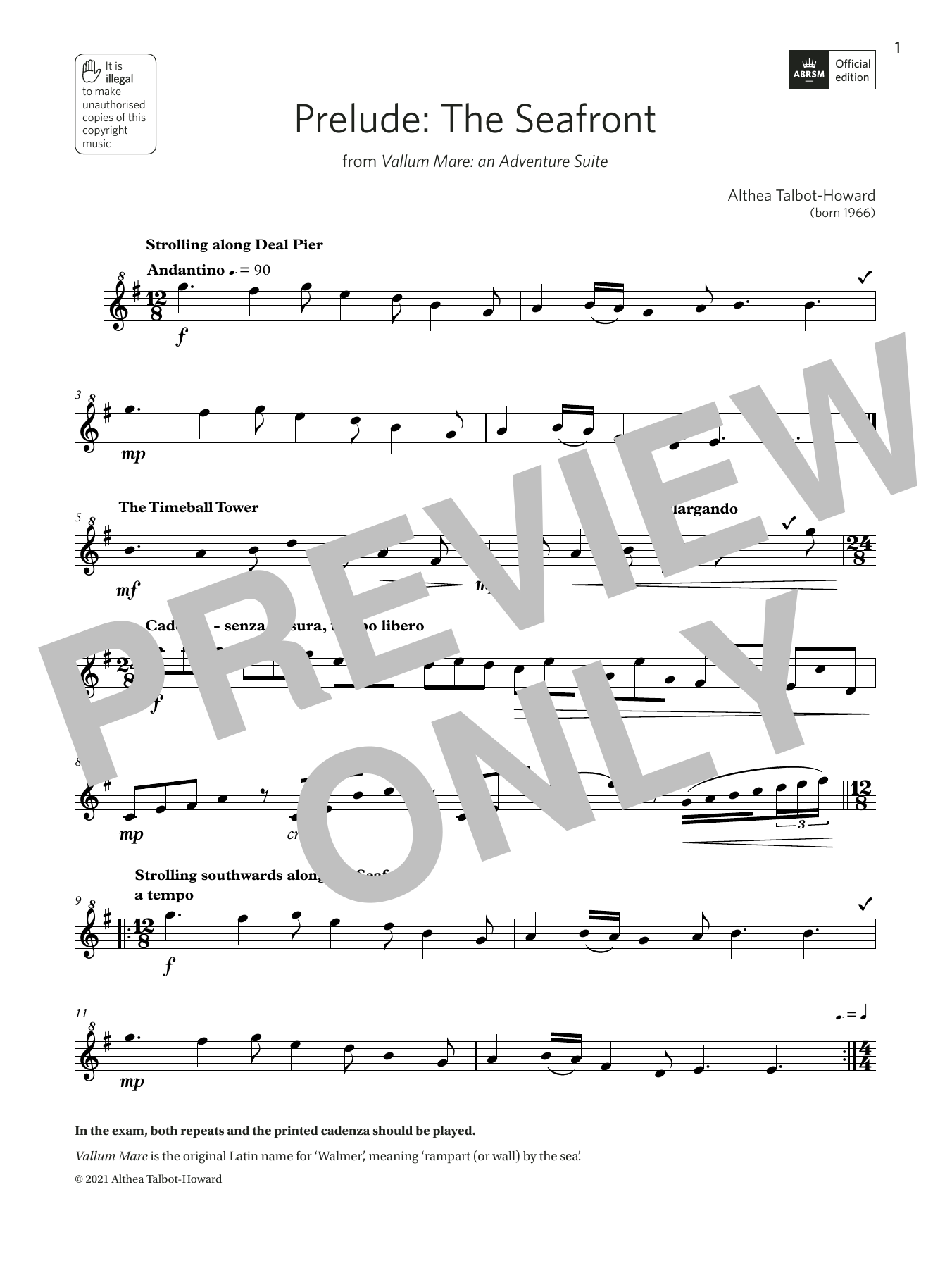 Product picture to:  Prelude: The Seafront (Grade 5 List B8 from the ABRSM Descant Recorder syllabus from 2022) - Althea Talbot-Howard