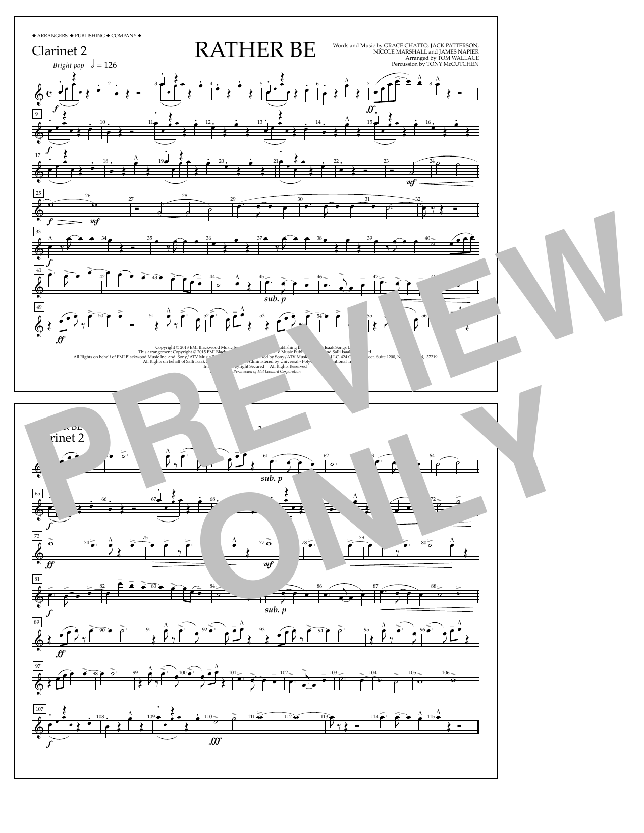 Product picture to: Rather Be - Clarinet 2