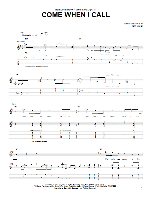 Product gallery: Page 1 of 1 Come When I Call, John Mayer