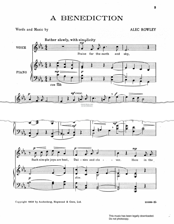 Produktgalerie: Seite 1 von 1 A Benediction, Alec Rowley, Gesang, Klavier