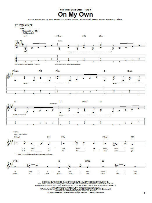 Produktgalerie: Seite 1 von 1 On My Own, Three Days Grace, Gitarre