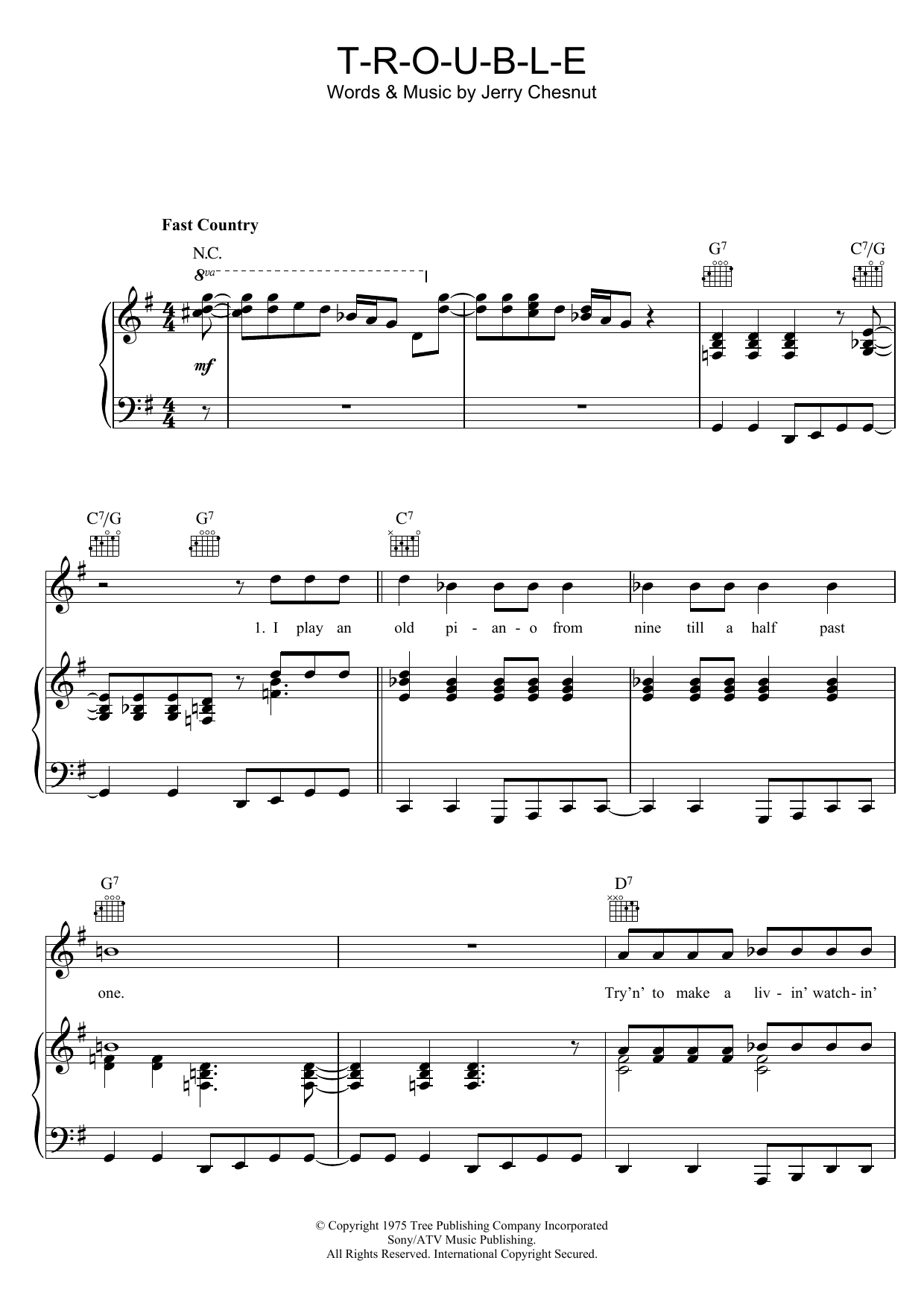 Produktgalerie: Seite 1 von 1 T-R-O-U-B-L-E, Elvis Presley, Gesang, Gitarre, Klavier