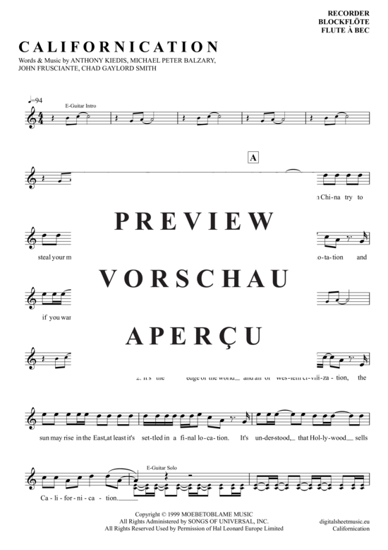 Product gallery: Page 2 of 5 Californication , Peppers, Red Hot Chilli, (recorder)