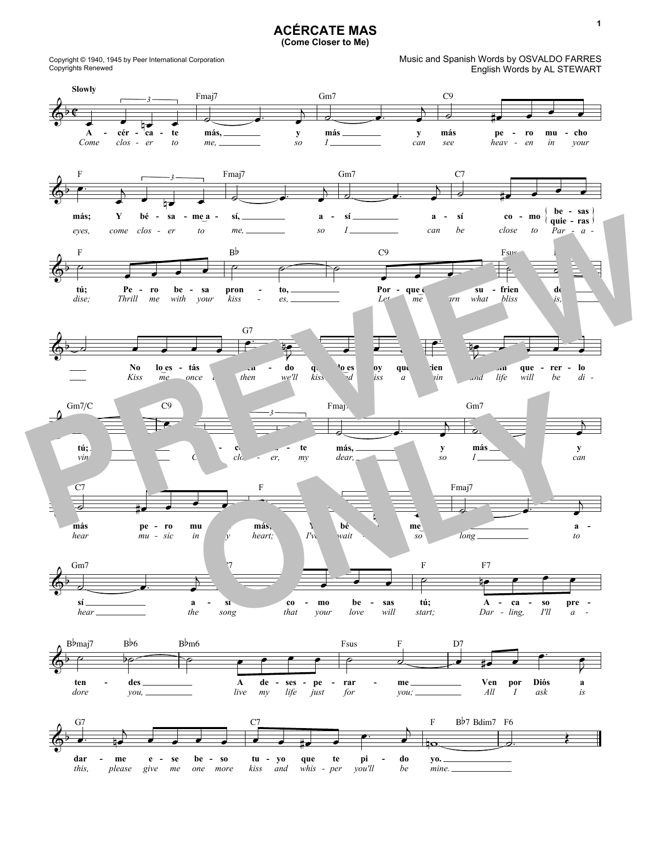 Produktgalerie: Seite 1 von 1 Acercate Más (Come Closer To Me), Osvaldo Farres, Melodieinstrument