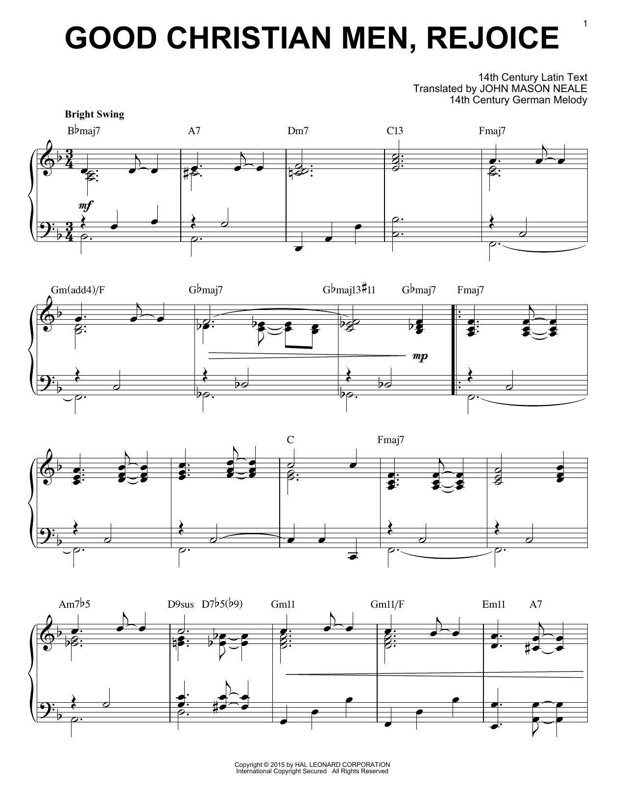 Product picture to: Good Christian Men, Rejoice [Jazz version] (arr. Brent Edstrom)