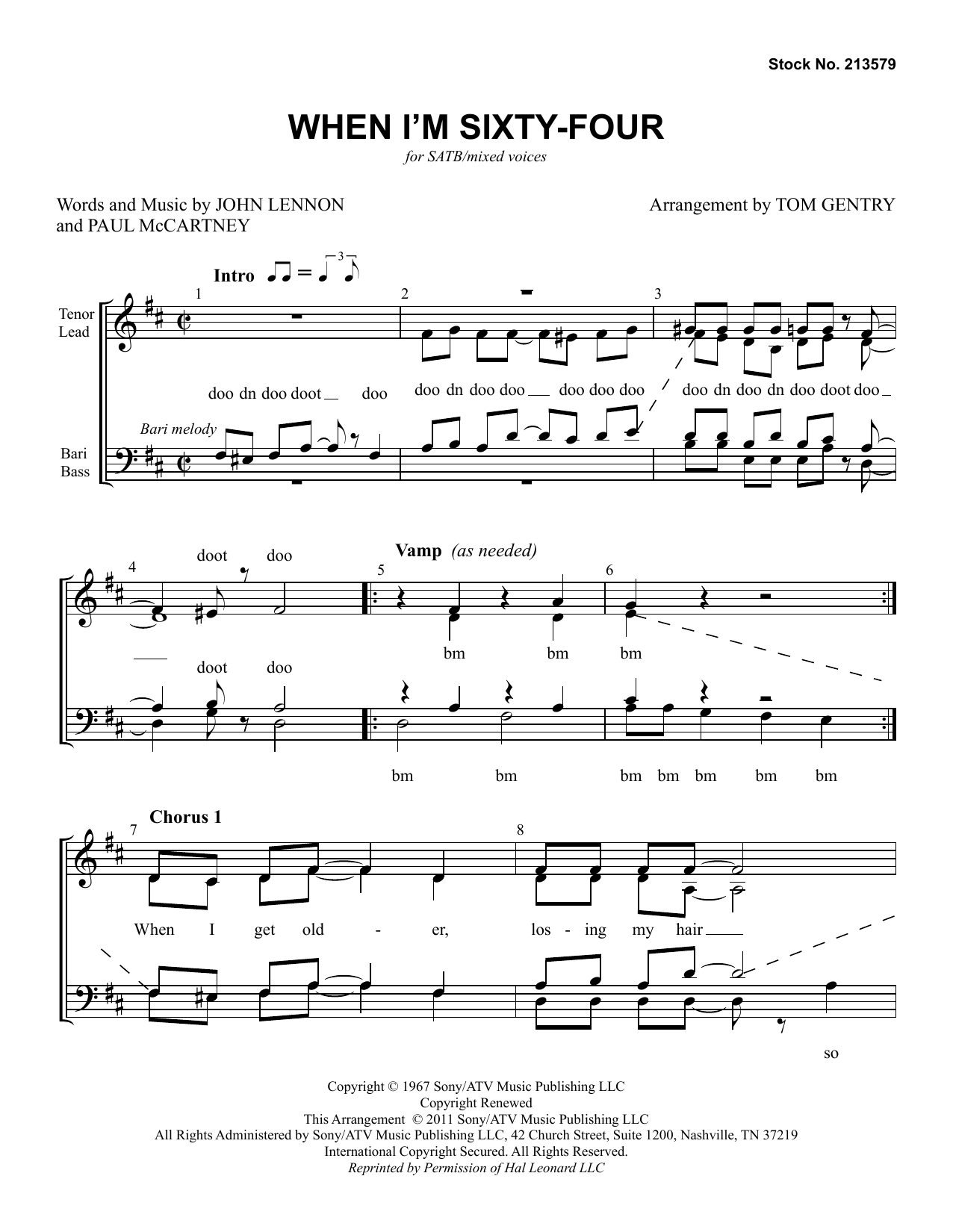 Product picture to: When I'm Sixty-Four (arr. Tom Gentry)