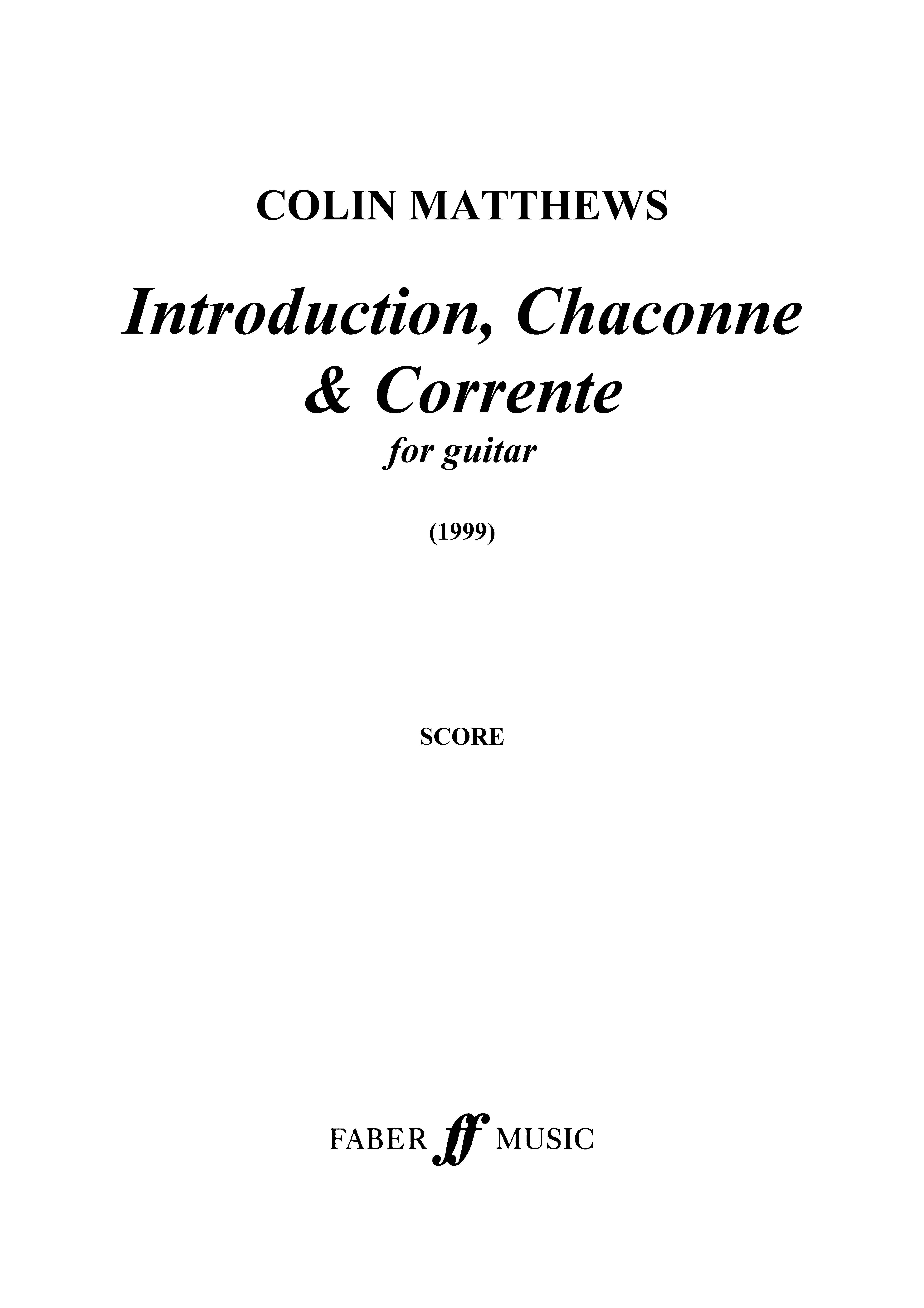 Produktbild zu: Introduction, Chaconne & Corrente