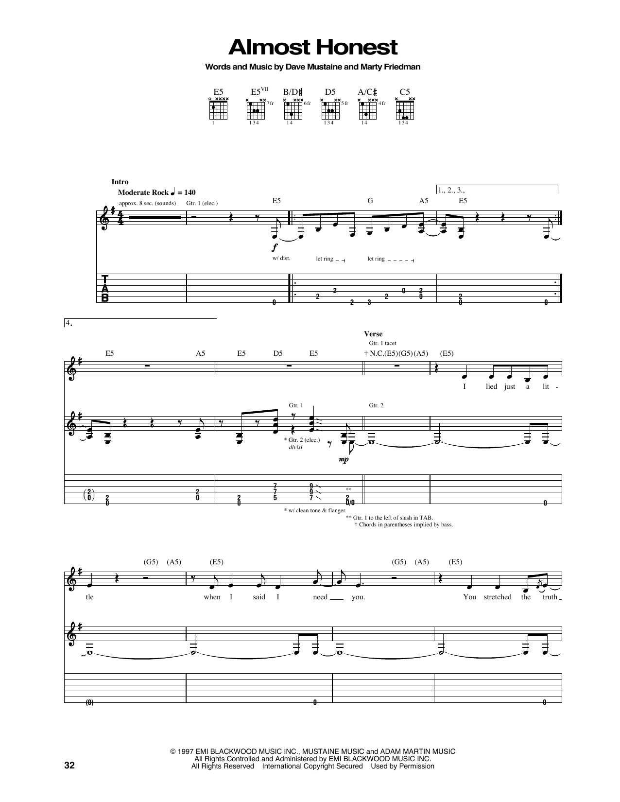 Produktgalerie: Seite 1 von 1 Almost Honest, Megadeth, Gitarre