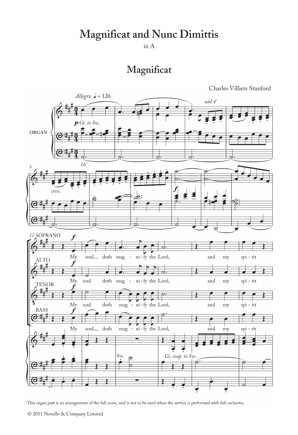 Produktbild zu: Magnificat And Nunc Dimittis In A
