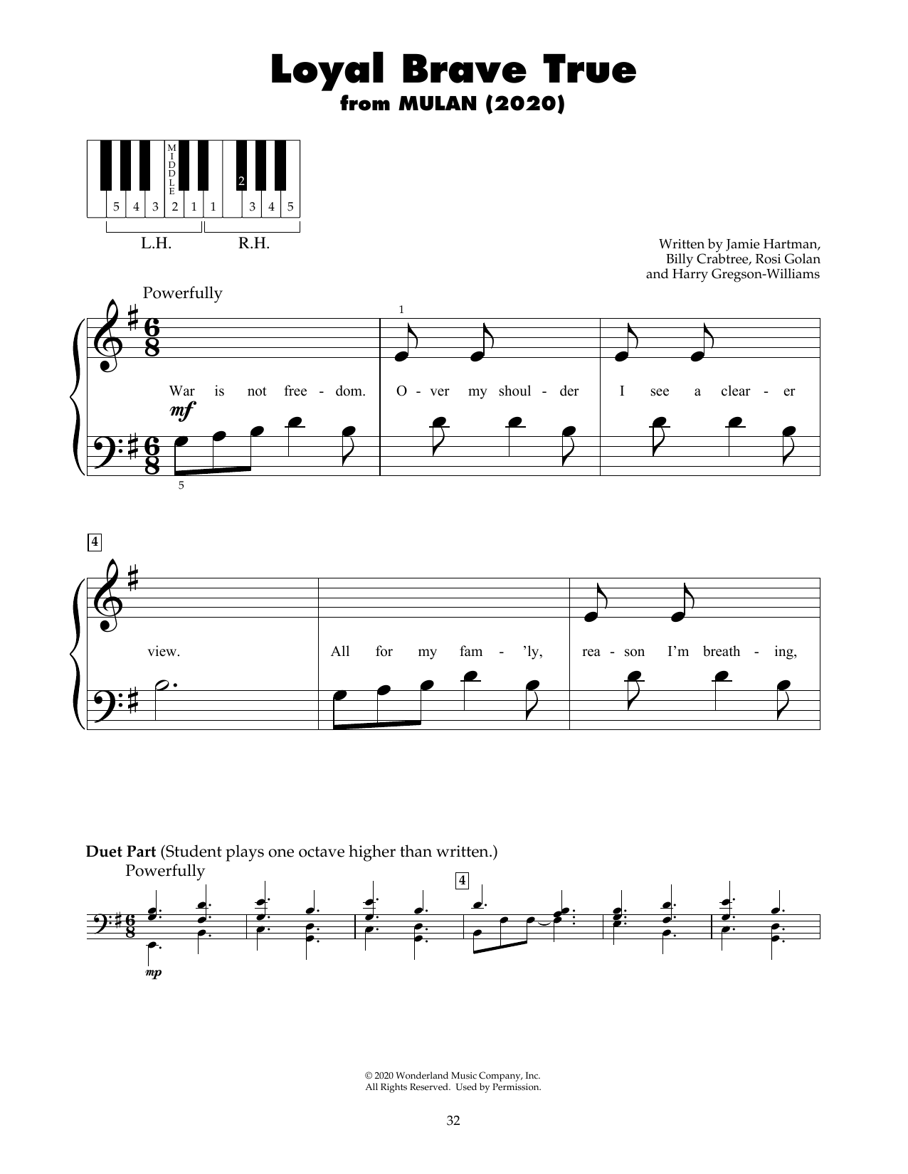 Produktgalerie: Seite 1 von 1 Loyal Brave True (from Mulan), Christina Aguilera, Klavier