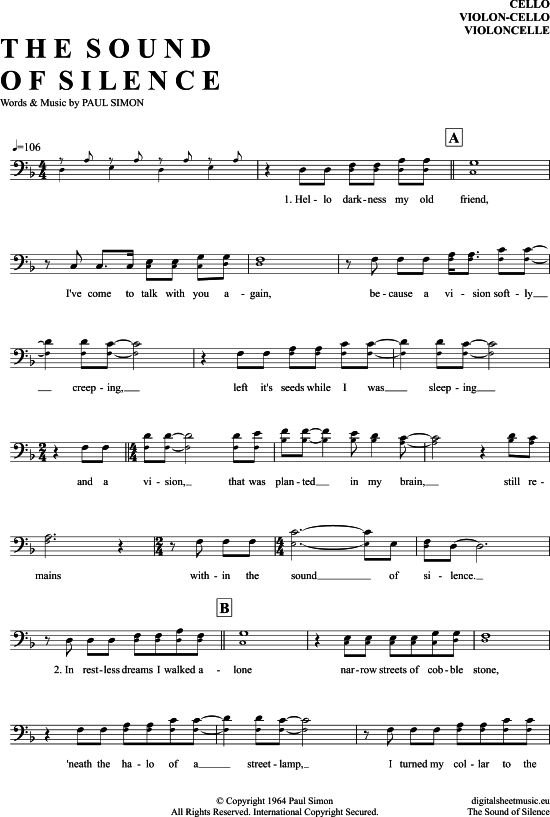 gallery: The Sound Of Silence , Simon & Garfunkel, (Cello)