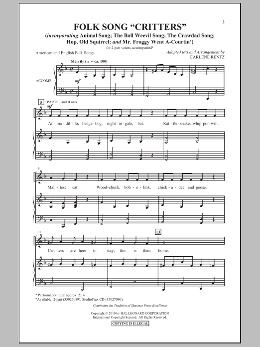 Produktbild zu: Folk Song "Critters"