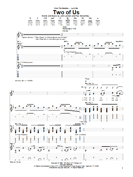 Product gallery: Page 1 of 1 Two Of Us, The Beatles