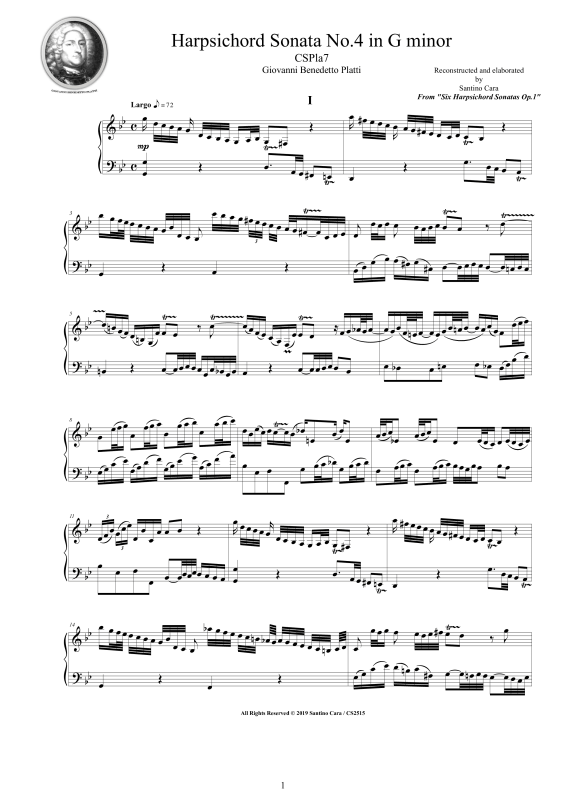 Produktbild zu: Cembalo Sonate Nr. 4 in G-Moll Op.1Giovanni Benedetto Platti