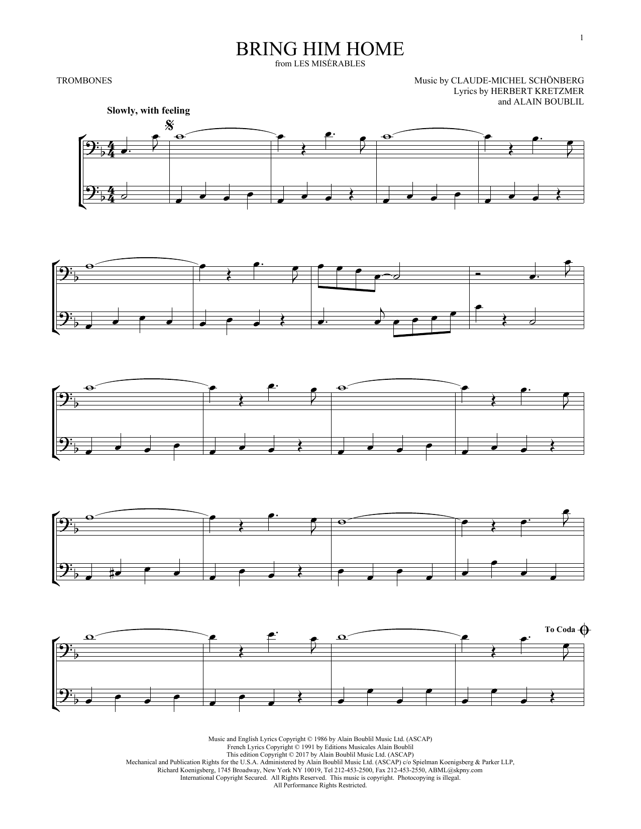 Product gallery: Page 1 of 1 Bring Him Home, Claude-Michel Schonberg