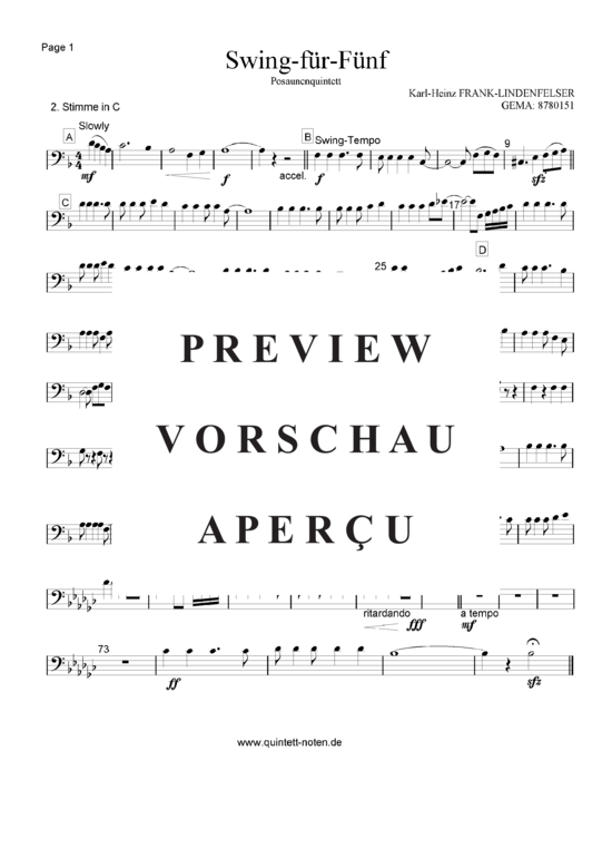 Product gallery: Page 8 of 14 Swing für Fünf , , (Trombone/Tenor Horn Quintet)