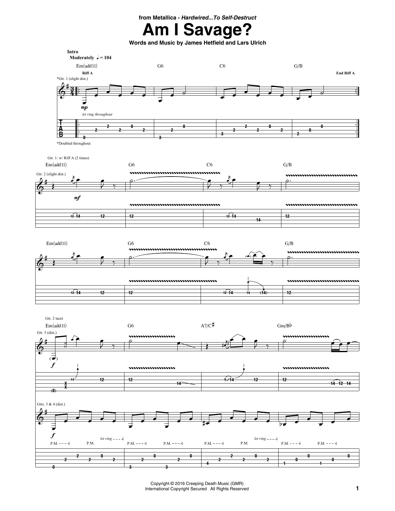 Produktgalerie: Seite 1 von 1 Am I Savage?, Metallica, Gitarre