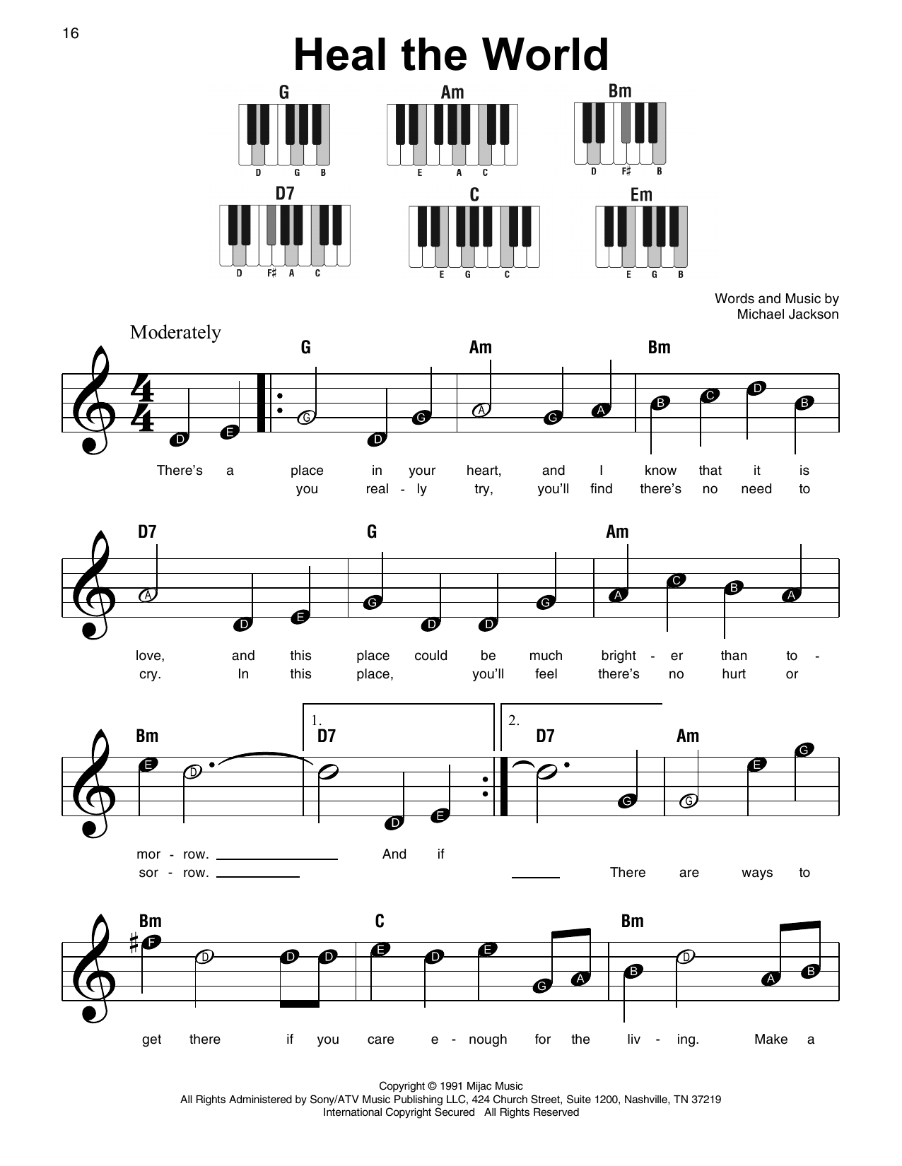 Produktgalerie: Seite 1 von 1 Heal The World, Michael Jackson, Klavier