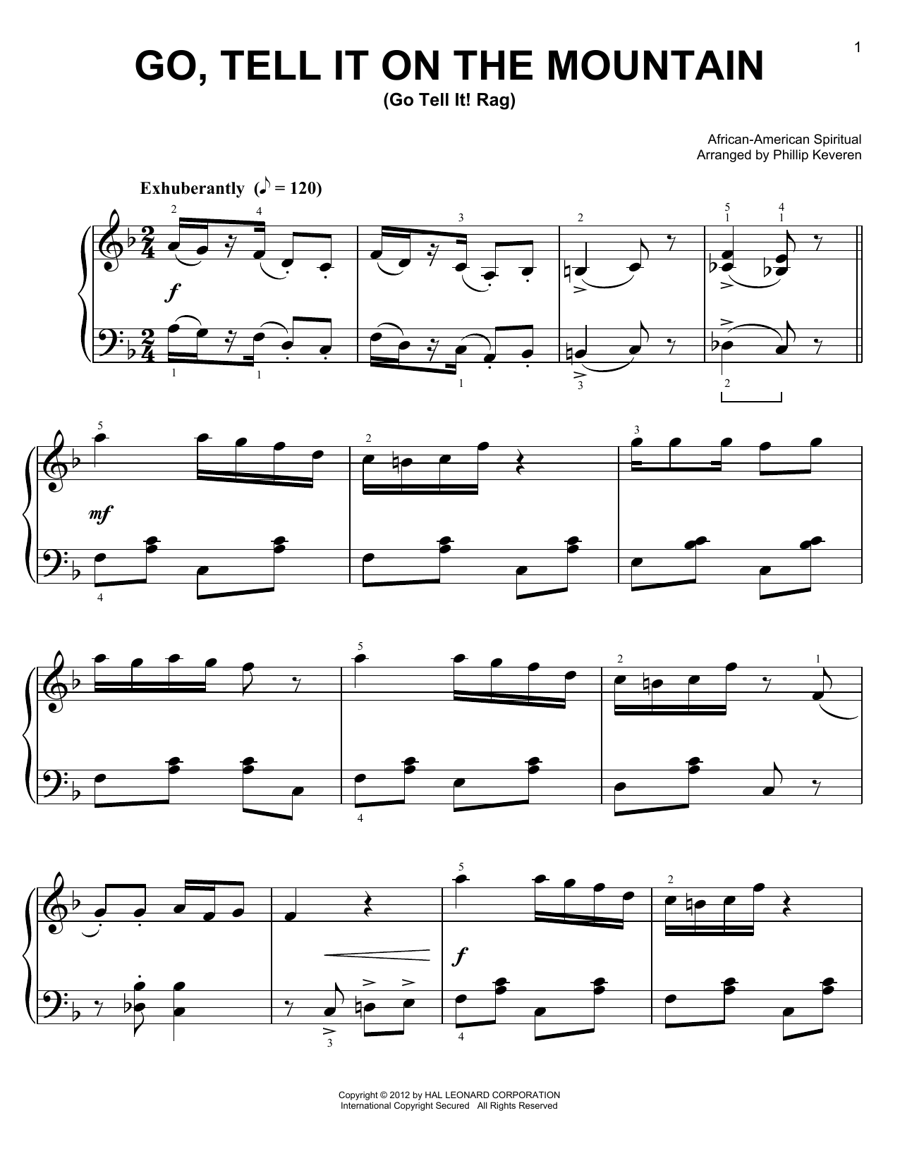 Produktbild zu: Go, Tell It On The Mountain [Ragtime version] (arr. Phillip Keveren)