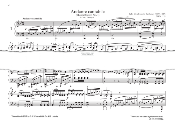 Produktgalerie: Seite 1 von 1 Andante cantabile in B-flat major, Felix Mendelssohn, Klavier