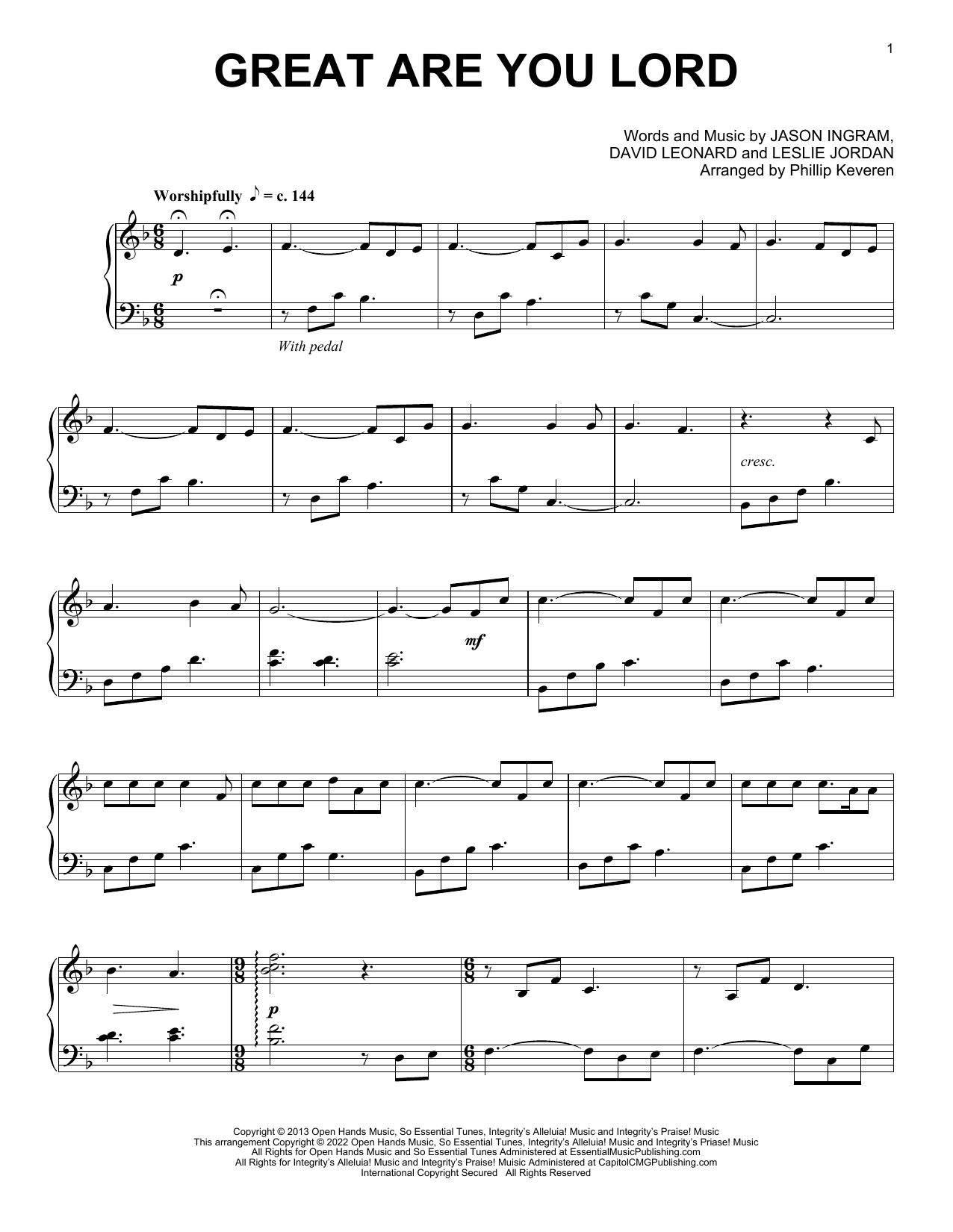Product picture to: Great Are You Lord (arr. Phillip Keveren)