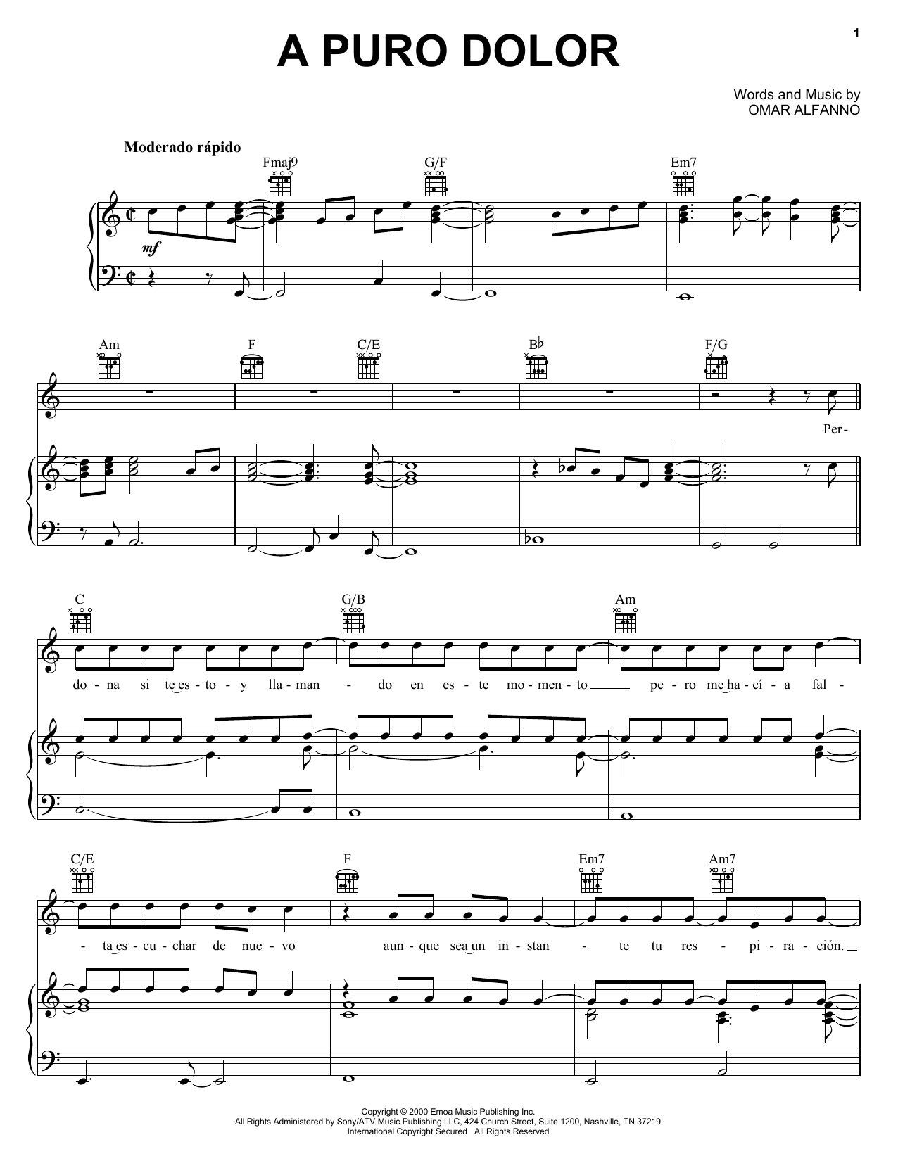 Produktgalerie: Seite 1 von 1 A Puro Dolor, Omar Alfanno, Gesang, Gitarre, Klavier
