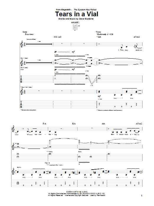 Produktgalerie: Seite 1 von 1 Tears In A Vial, Megadeth, Gitarre