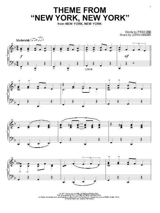 Produktbild zu: Theme From "New York, New York"