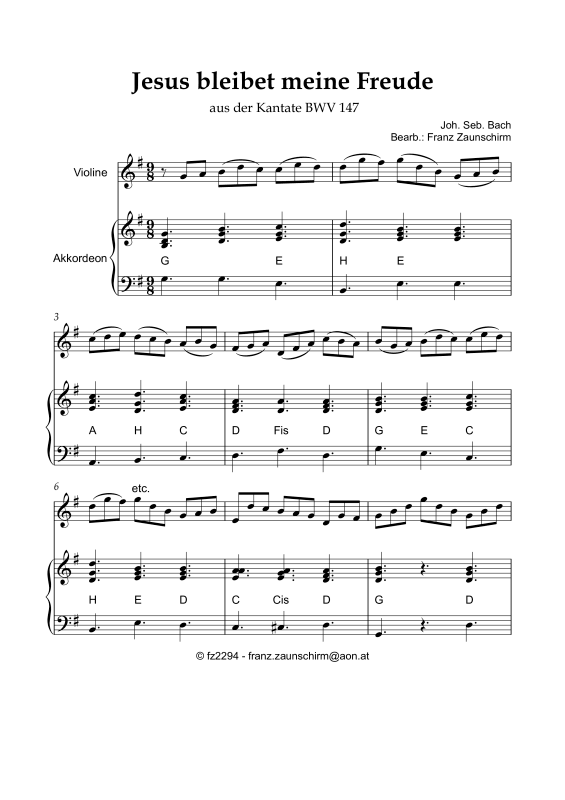 Product picture to: Jesus bleibet meine FreudeJohann Sebastian Bach