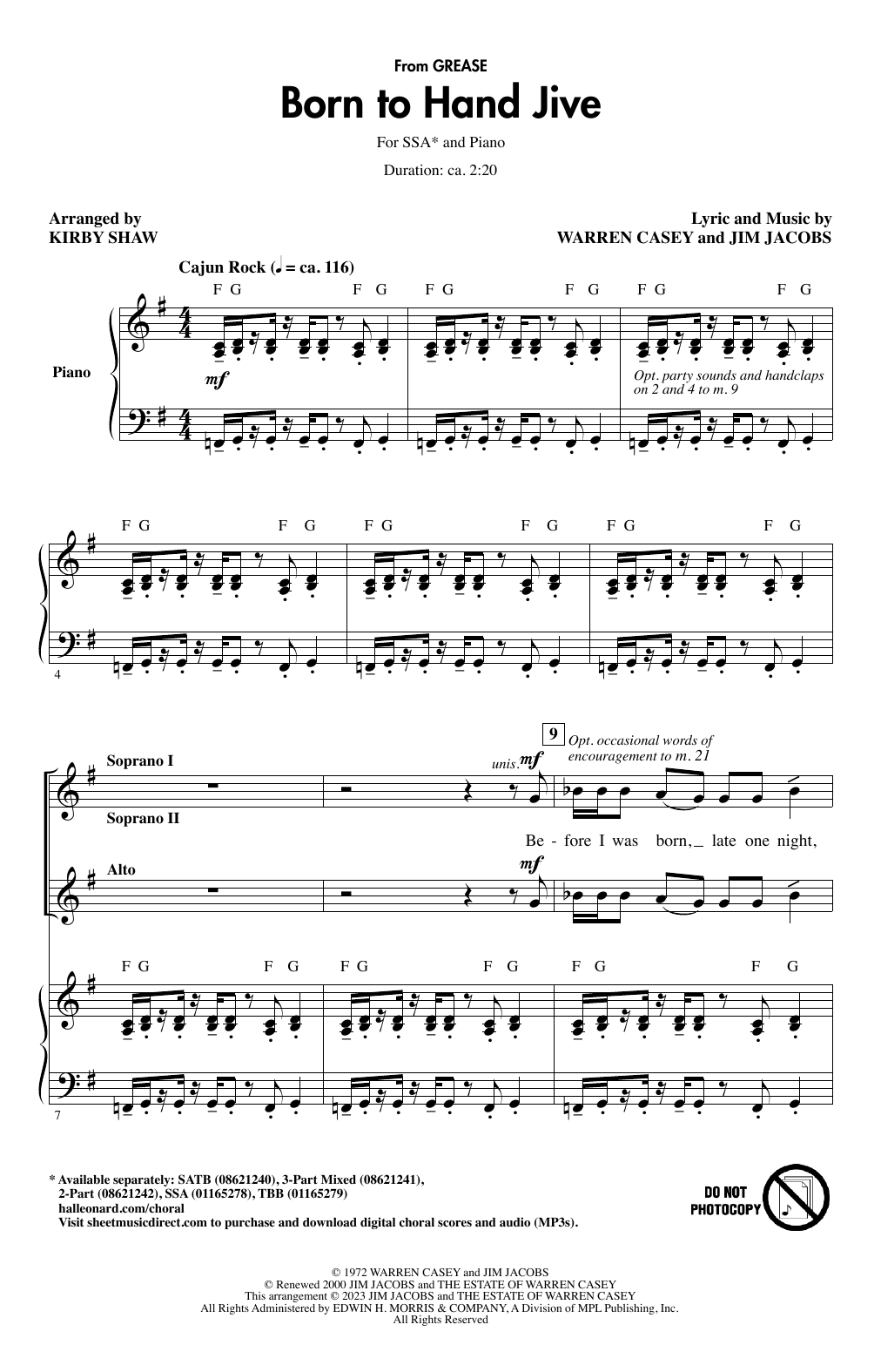 Produktgalerie: Seite 1 von 1 Born To Hand Jive (from Grease) (arr. Kirby Shaw), Warren Casey & Jim Jacobs, Chor