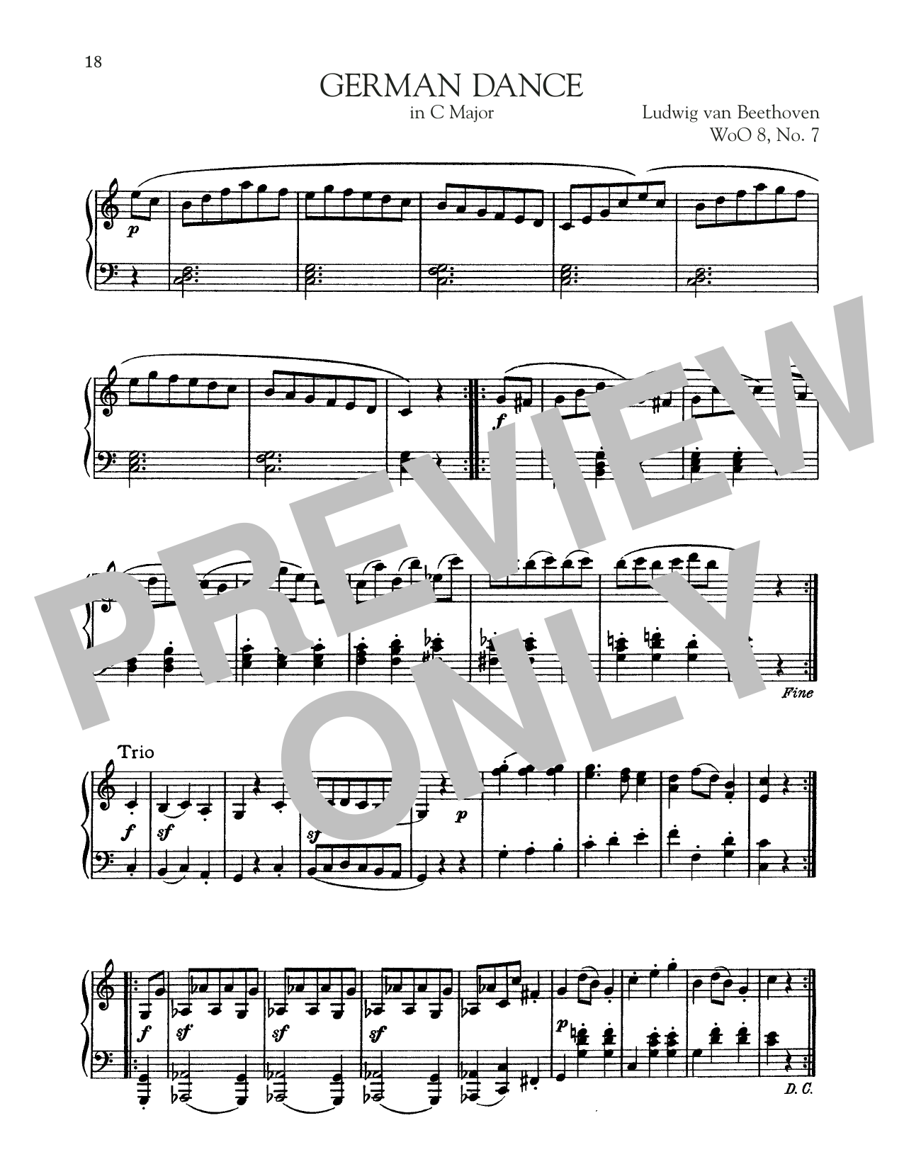 Product gallery: Page 1 of 1 German Dance In C Major, WoO 8, No. 7, Ludwig Van Beethoven