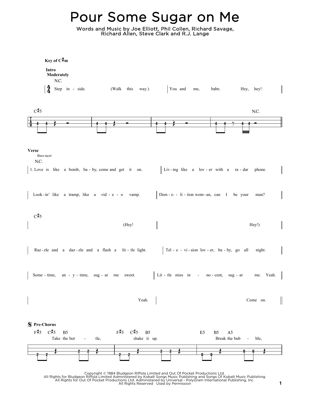 Produktgalerie: Seite 1 von 1 Pour Some Sugar On Me, Def Leppard, E-Bass, Gitarre