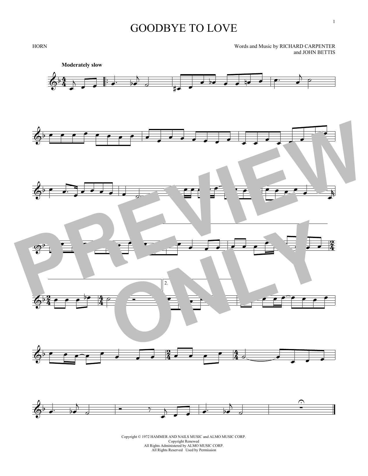 Produktgalerie: Seite 1 von 1 Goodbye To Love, Carpenters, Horn