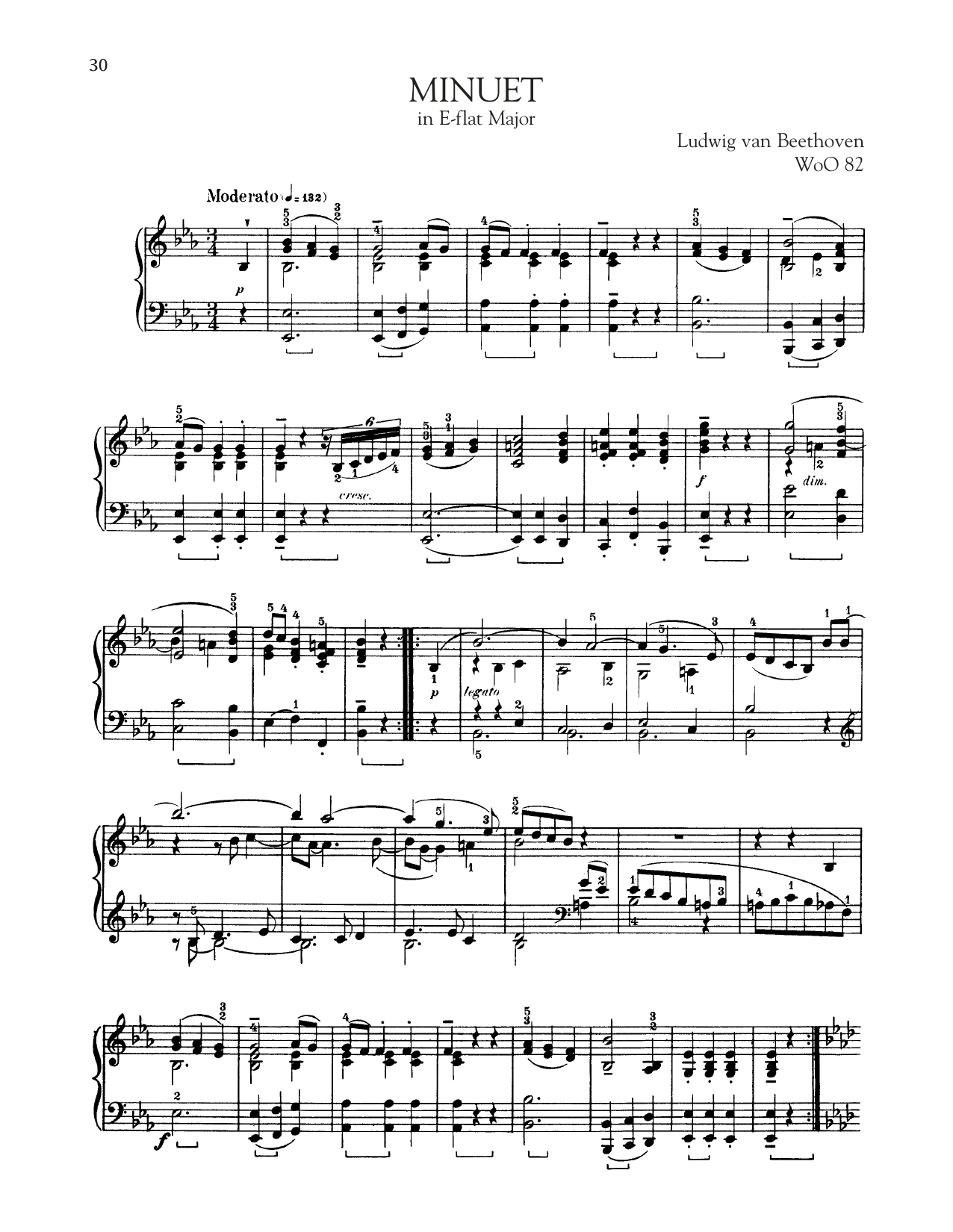 Product gallery: Page 1 of 1 Minuet In E-Flat, WoO 82, Ludwig Van Beethoven