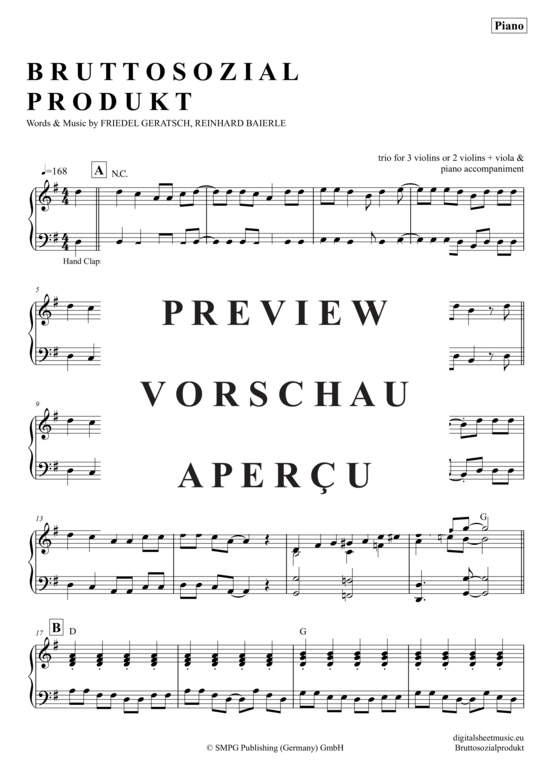 Product gallery: Page 21 of 21 Bruttosozialprodukt , Geier Sturzflug, (violin trio + piano)