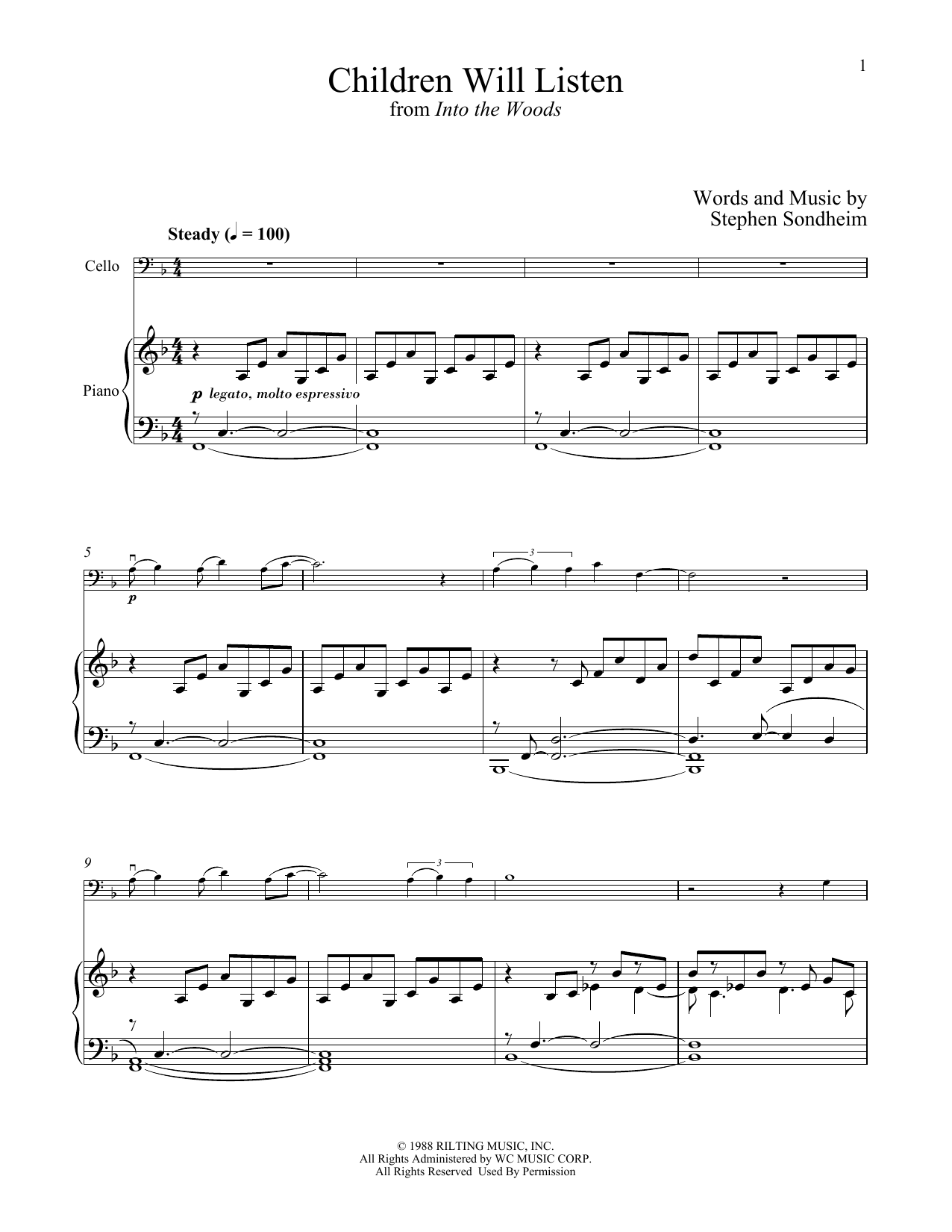 Produktgalerie: Seite 1 von 1 Children Will Listen (from Into The Woods), Stephen Sondheim, Klavier, Violoncello