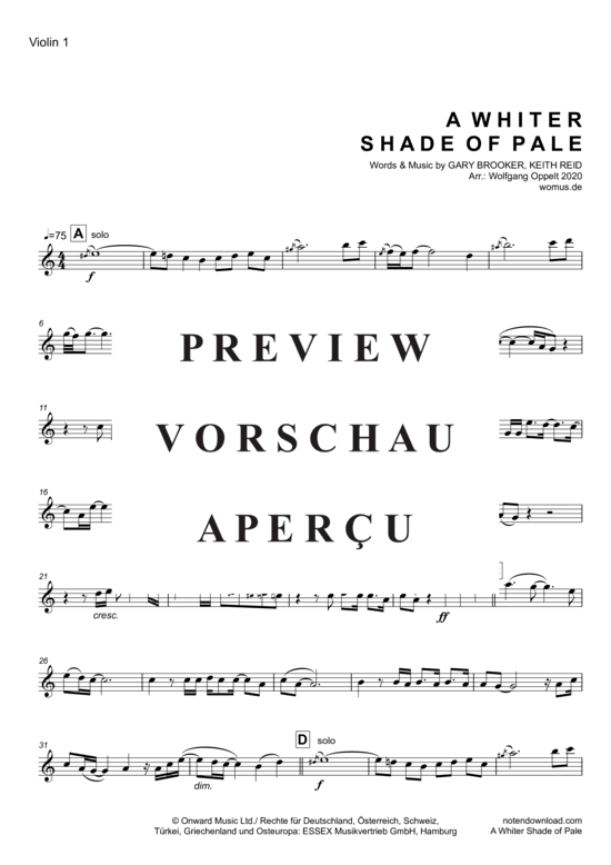 Produktgalerie: Seite 7 von 16 A Whiter Shade of Pale , Procol Harum, (Streicher Quartett)