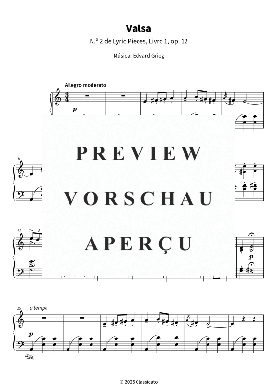 Product gallery: Page 5 of 7 Valsa - N.º 2 de Lyric Pieces, Livro 1, op. 12, , Piano Solo
