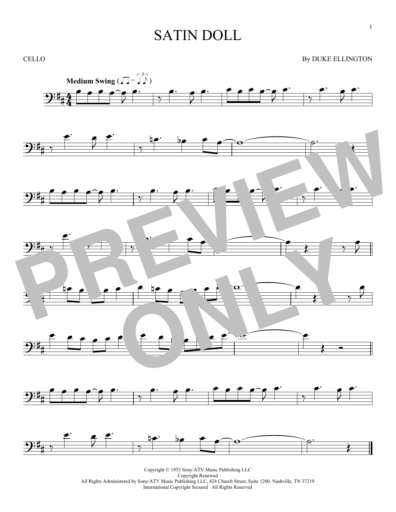 Produktgalerie: Seite 1 von 1 Satin Doll, Duke Ellington, Violoncello