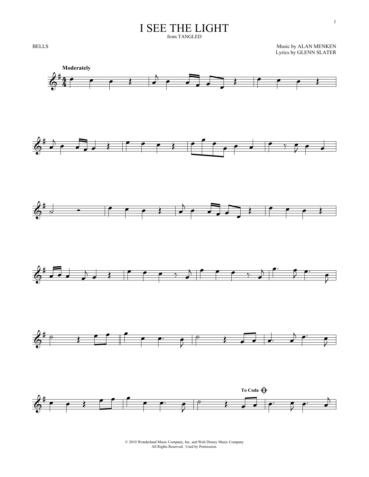 Product gallery: Page 1 of 1 I See The Light (from Tangled), Alan Menken