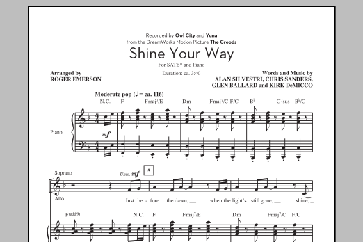 Product picture to: Shine Your Way (from The Croods) (arr. Roger Emerson)