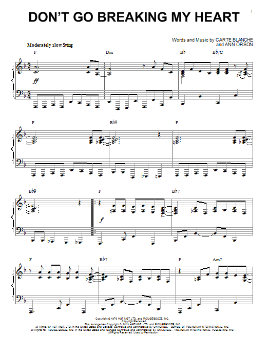 Product picture to: Don't Go Breaking My Heart [Jazz version] (arr. Brent Edstrom)