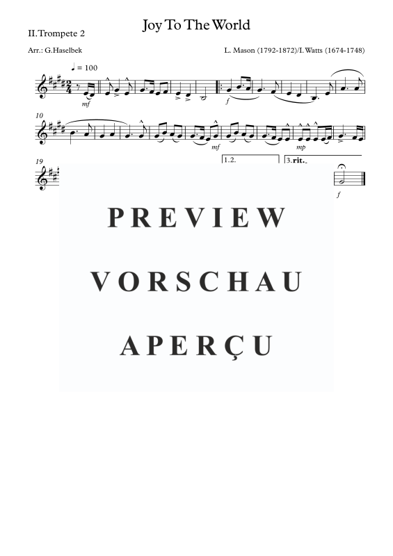 Produktgalerie: Seite 5 von 9 Joy To The World, , (Blechbläserquartett)