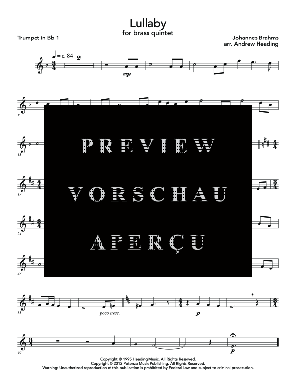 Produktgalerie: Seite 11 von 11 Lullaby, , (Blechbläserquintett)