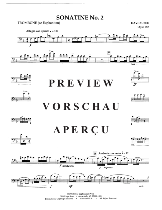 Product gallery: Page 17 of 21 Sonatine No 2 , , (trombone/euphonium or tuba + piano)