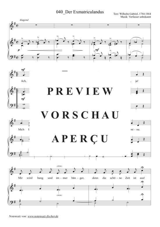 Product gallery: Page 2 of 3 Der Exmatriculandus , , (voice + piano)