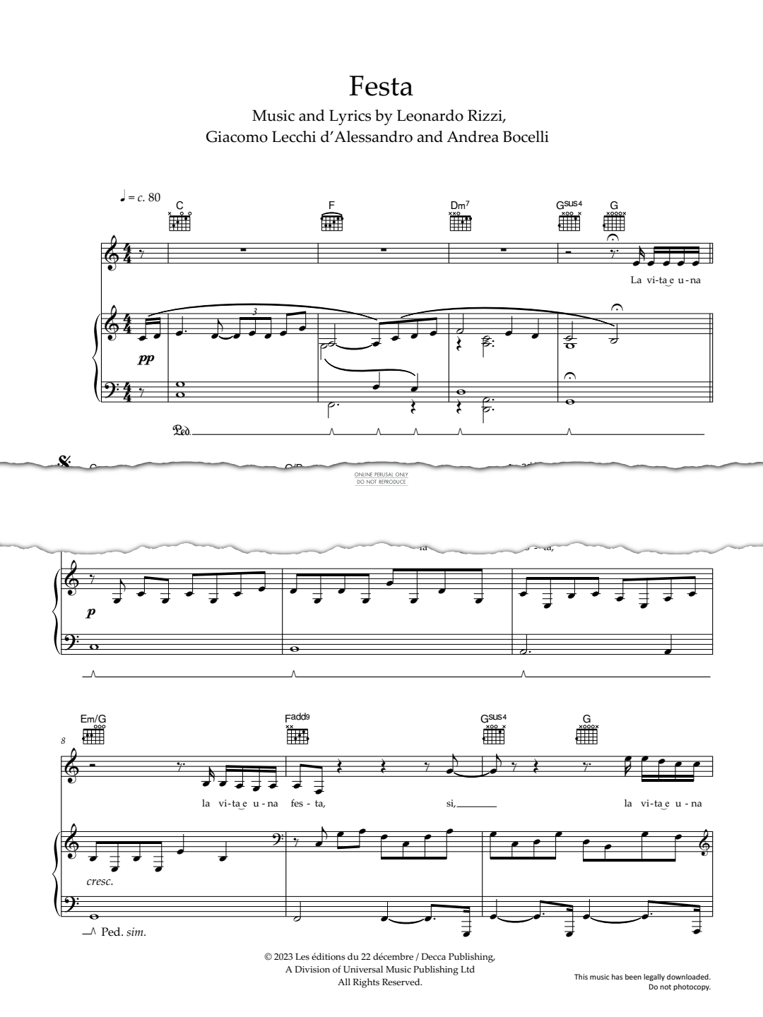 Produktgalerie: Seite 1 von 1 Festa, Andrea Bocelli, Gesang, Gitarre, Klavier