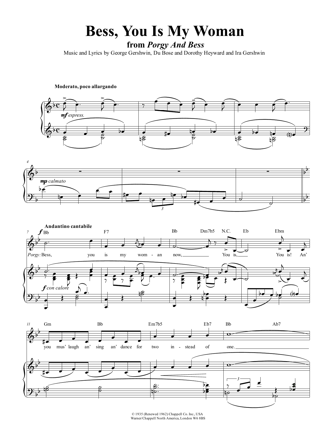 Product picture to: Bess, You Is My Woman Now (from "Porgy And Bess")