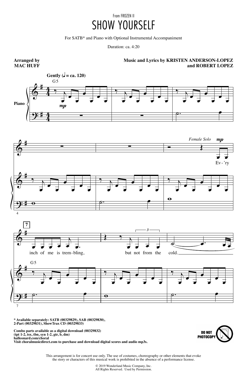 Produktbild zu: Show Yourself (from Disney's Frozen 2) (arr. Mac Huff)